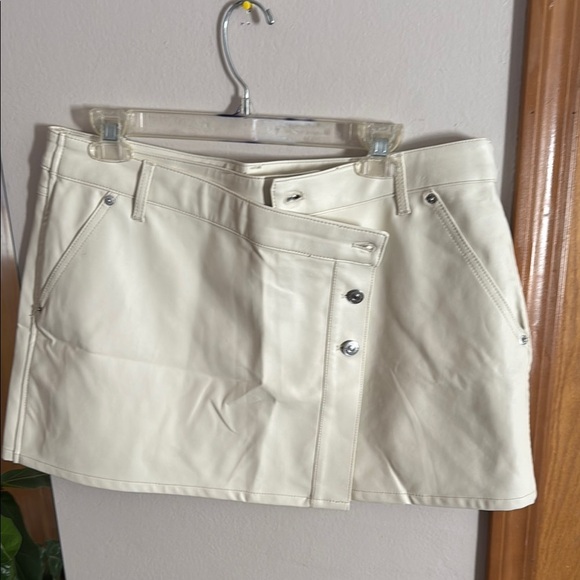 Free People vegan leather mini skirt with Asymmetrical Wrap Design - Picture 4 of 9